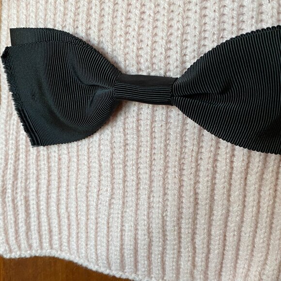 Kate Spade NY Long Scarf.  Light Pink w/Black Bows Wool/Acrylic. NEW - Picture 3 of 8